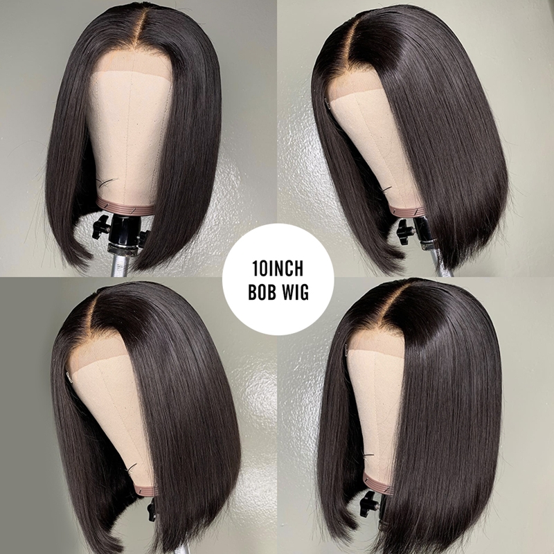 Brazilian Hair Straight 4x4 Lace Closure Bob Wig - 图片 4